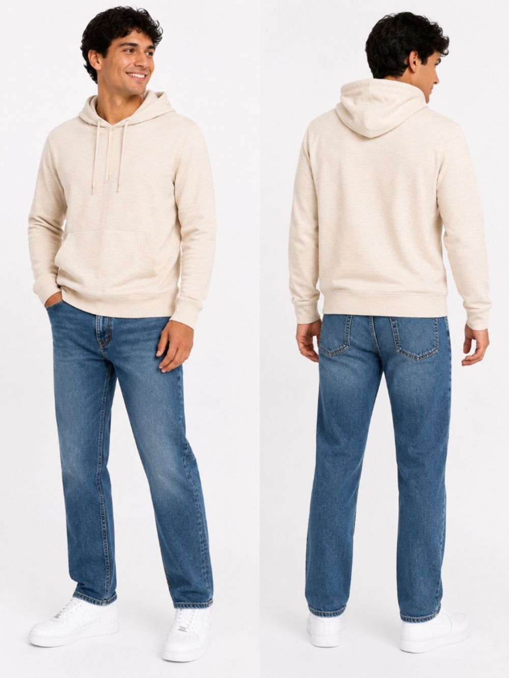 Alesbury Alesbury Men’s Hoodie Size M 100% Cotton Cream Pullover Sweatshirt
